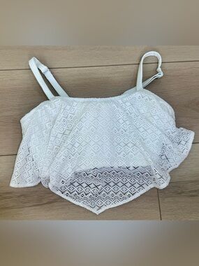 NWT Lane Bryant White Crochet Lace Tankini Swim Top